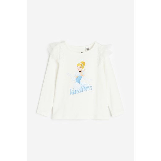 H & M - Top z nadrukami i falbanką - Biały ze sklepu H&M w kategorii Bluzki dziewczęce - zdjęcie 169679930