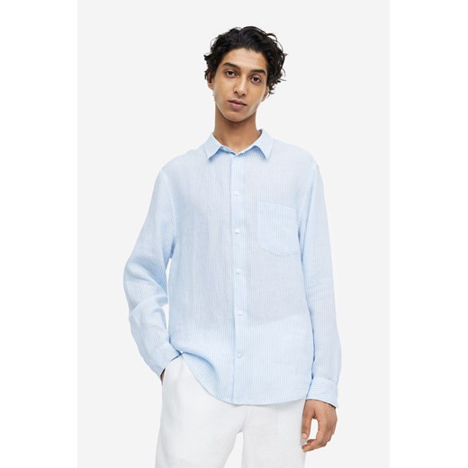 H & M - Lniana koszula Regular Fit - Niebieski ze sklepu H&M w kategorii Koszule męskie - zdjęcie 169679973