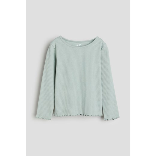 H & M - Dżersejowy top z długim rękawem - Zielony ze sklepu H&M w kategorii Bluzki dziewczęce - zdjęcie 169680123