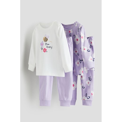 H & M - Bawełniana piżama w nadruki 2-pak - Fioletowy ze sklepu H&M w kategorii Piżamy dziecięce - zdjęcie 169680373