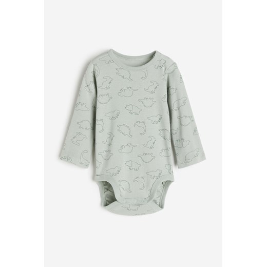 H & M - Body z długim rękawem - Zielony ze sklepu H&M w kategorii Odzież dla niemowląt - zdjęcie 169680433