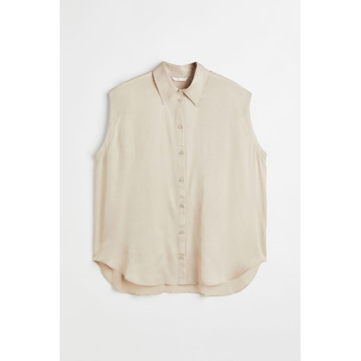 H & M - H & M+ Satynowa koszula bez rękawów - Beżowy ze sklepu H&M w kategorii Koszule damskie - zdjęcie 169680681