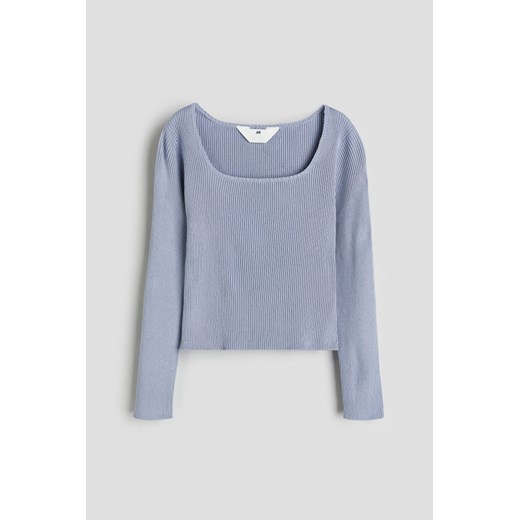 H & M - Sweter o splocie w prążki - Niebieski ze sklepu H&M w kategorii Swetry dziewczęce - zdjęcie 169680734