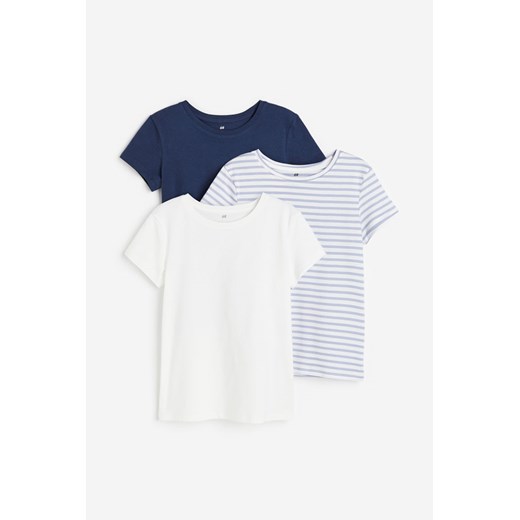 H & M - Bawełniany T-shirt 3-pak - Niebieski ze sklepu H&M w kategorii Bluzki dziewczęce - zdjęcie 169681093