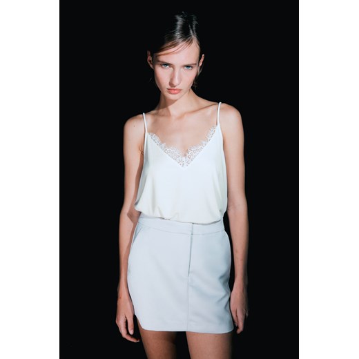 H & M - Koszulka z koronką - Biały ze sklepu H&M w kategorii Bluzki damskie - zdjęcie 169681170