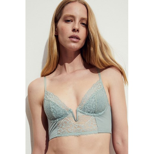 H & M - Nieusztywniany półgorset koronkowy - Zielony H & M 80D H&M