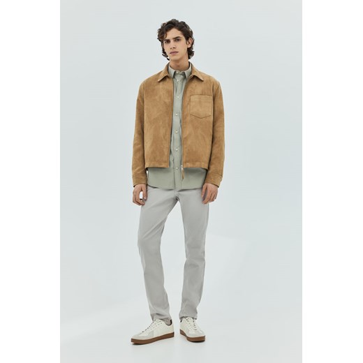 H & M - Spodnie z bawełnianego diagonalu Slim Fit - Szary ze sklepu H&M w kategorii Spodnie męskie - zdjęcie 169681364