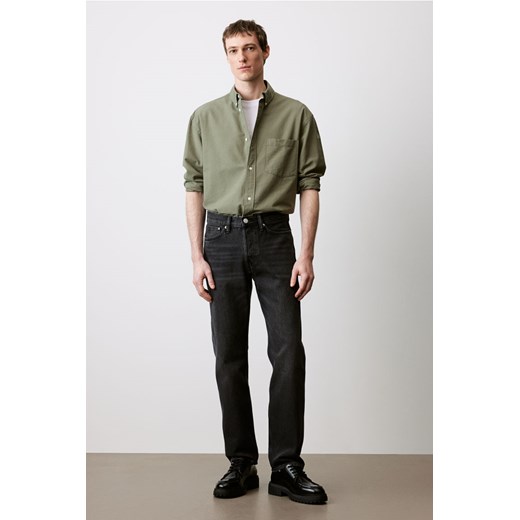 Koszula męska H & M z długimi rękawami z zielona bawełniana 