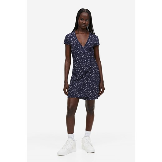 H & M - Kopertowa sukienka z krepy - Niebieski ze sklepu H&M w kategorii Sukienki - zdjęcie 169681393