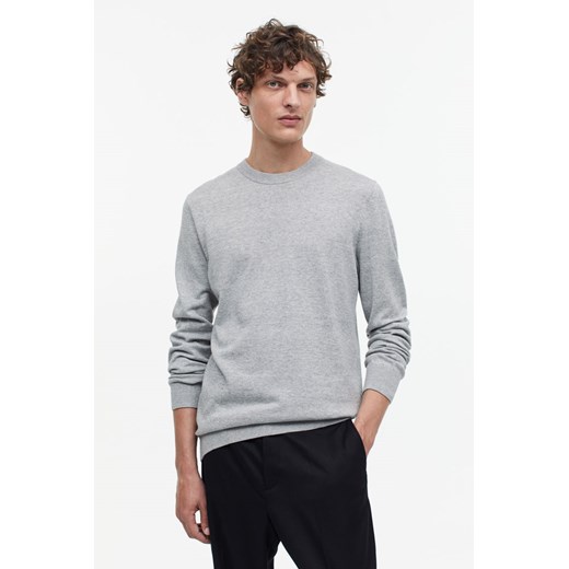 H & M - Bawełniany sweter Slim Fit - Szary ze sklepu H&M w kategorii Swetry męskie - zdjęcie 169681463