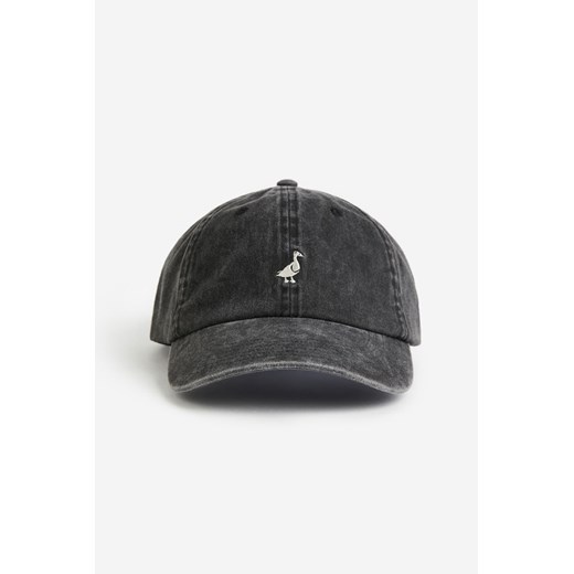 H & M - Bawełniana czapka z daszkiem i haftowanym motywem - Czarny ze sklepu H&M w kategorii Czapki z daszkiem męskie - zdjęcie 169681591