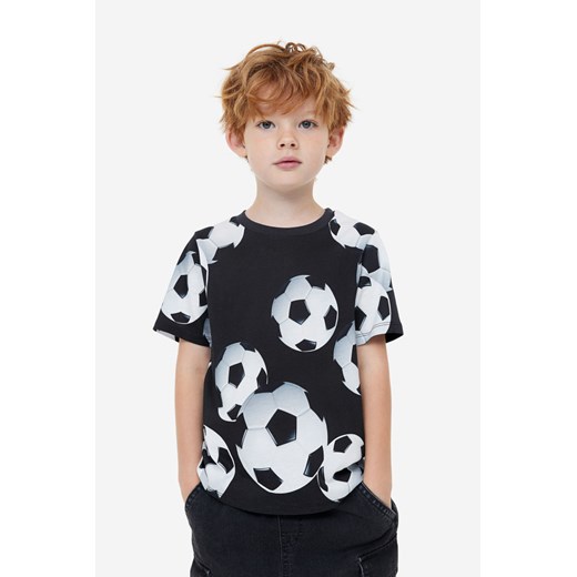 H & M - Dżersejowy T-shirt z nadrukiem - Czarny ze sklepu H&M w kategorii T-shirty chłopięce - zdjęcie 169681630