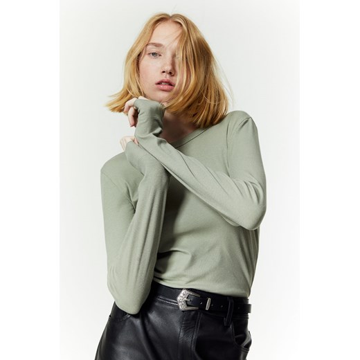 H & M - Top z domieszką modalu - Zielony ze sklepu H&M w kategorii Bluzki damskie - zdjęcie 169681733