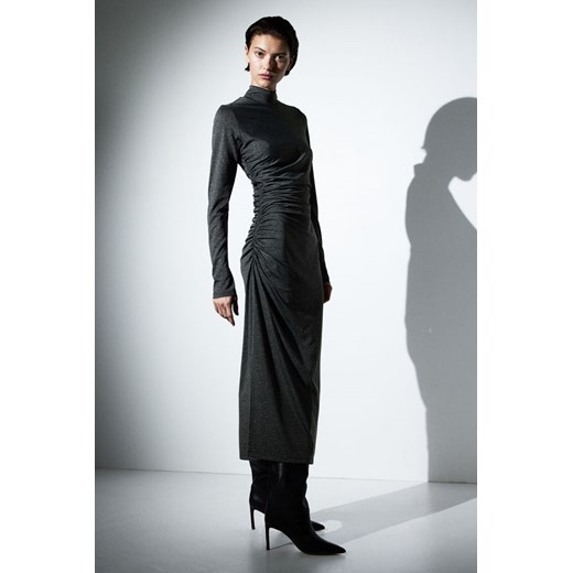 H & M - Marszczona sukienka z półgolfem - Szary ze sklepu H&M w kategorii Sukienki - zdjęcie 169682030