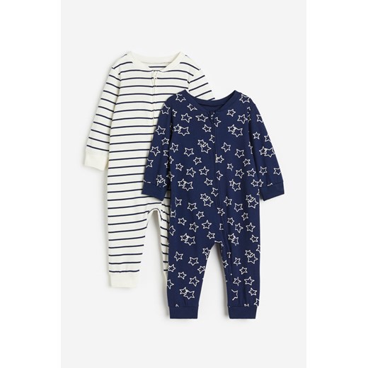H & M - Bawełniana piżama we wzory 2-pak - Niebieski ze sklepu H&M w kategorii Pajacyki - zdjęcie 169682073