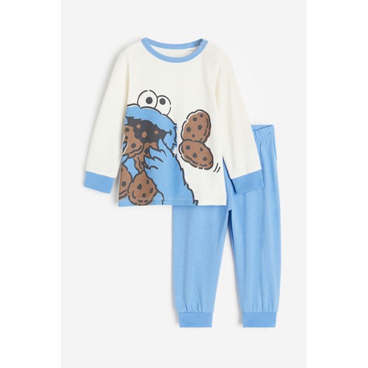 H & M - Bawełniana piżama w nadruki - Niebieski ze sklepu H&M w kategorii Piżamy dziecięce - zdjęcie 169682362