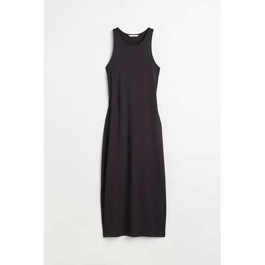 H & M - Prążkowana sukienka z odkrytymi plecami - Czarny ze sklepu H&M w kategorii Sukienki - zdjęcie 169682370