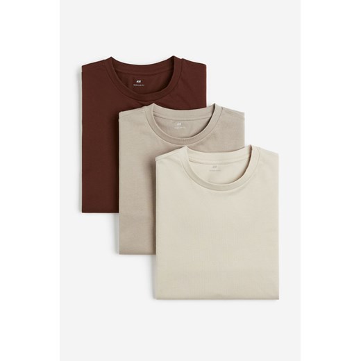 H & M - T-shirt Regular Fit 3-pak - Beżowy ze sklepu H&M w kategorii T-shirty męskie - zdjęcie 169682473