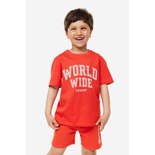 H & M - Bawełniany T-shirt - Czerwony ze sklepu H&M w kategorii T-shirty chłopięce - zdjęcie 169682582