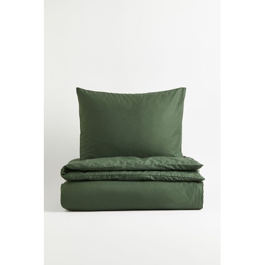 H & M - Komplet bawełnianej pościeli pojedynczej - Zielony ze sklepu H&M w kategorii Pościele - zdjęcie 169682682