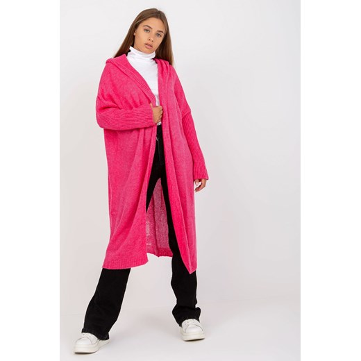 Fluo różowy luźny kardigan z napisem na plecach OCH BELLA ze sklepu 5.10.15 w kategorii Swetry damskie - zdjęcie 169684074