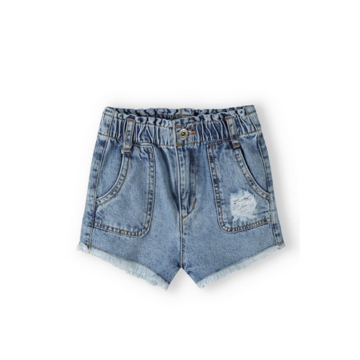Szorty jeansowe dla dziewczynki z przetarciem ze sklepu 5.10.15 w kategorii Spodenki dziewczęce - zdjęcie 169684312