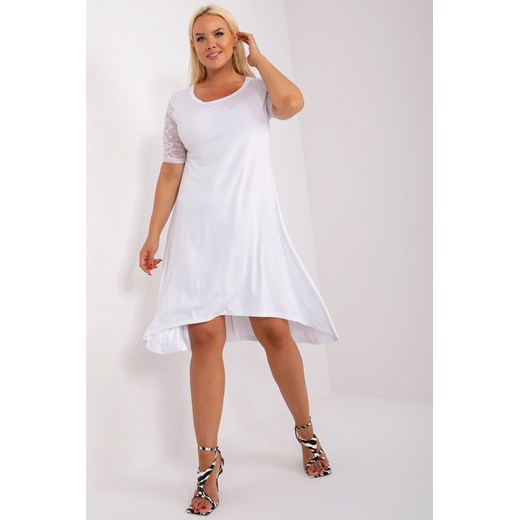 Biała sukienka plus size z koronkowymi rękawami one size 5.10.15