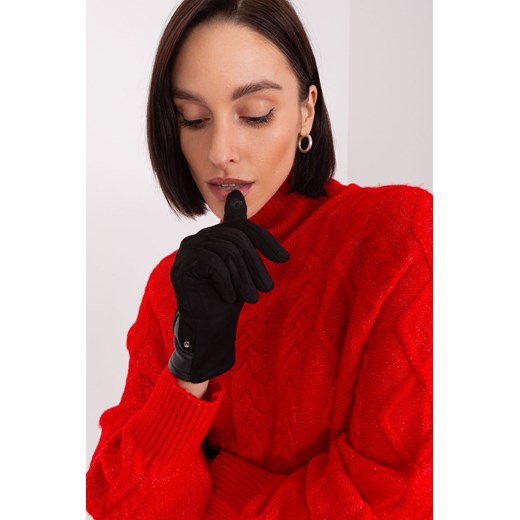 Czarne rękawiczki damskie z funkcją dotykową Wool Fashion Italia S/M wyprzedaż 5.10.15