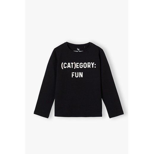 Czarna bluzka z długim rękawem dla dziewczynki (CAT)EGORY FUN ze sklepu 5.10.15 w kategorii Bluzki dziewczęce - zdjęcie 169684660