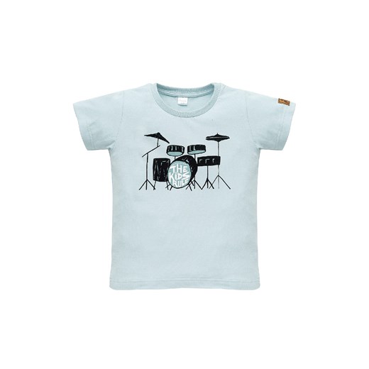 Dzianinowy t-shirt chłopięcy Let's rock niebieski ze sklepu 5.10.15 w kategorii T-shirty chłopięce - zdjęcie 169684894