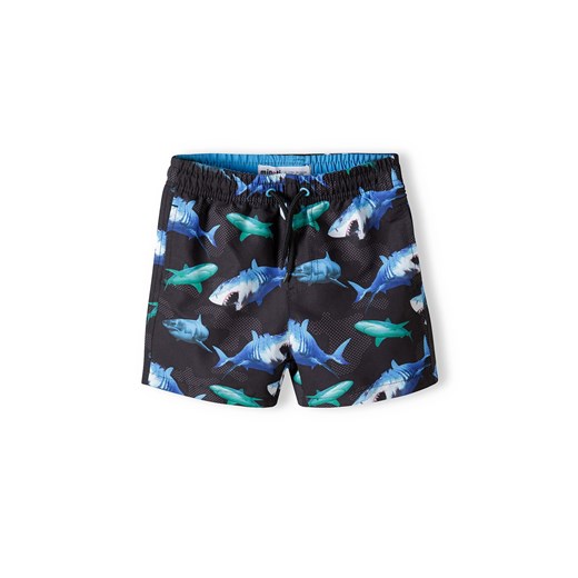 Czarne szorty kąpielowe dla chłopca w rekiny ze sklepu 5.10.15 w kategorii Kąpielówki chłopięce - zdjęcie 169685170