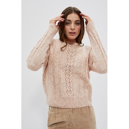 Damski sweter różowy w warkoczowy splot ze sklepu 5.10.15 w kategorii Swetry damskie - zdjęcie 169685340