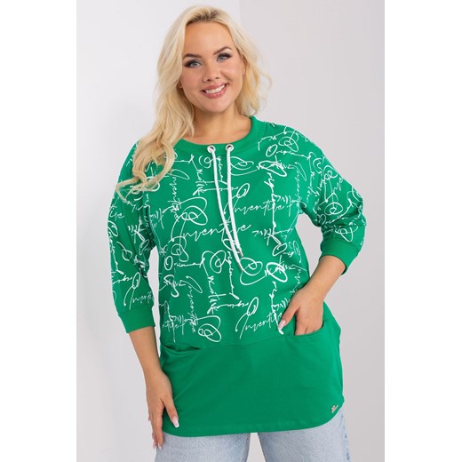 Damska bluzka plus size z rękawem 3/4 zielony ze sklepu 5.10.15 w kategorii Bluzki damskie - zdjęcie 169685351