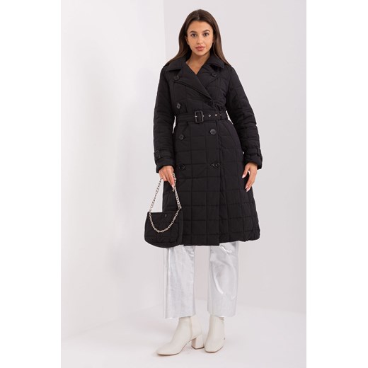 Czarna długa kurtka zimowa z paskiem ze sklepu 5.10.15 w kategorii Płaszcze damskie - zdjęcie 169685424