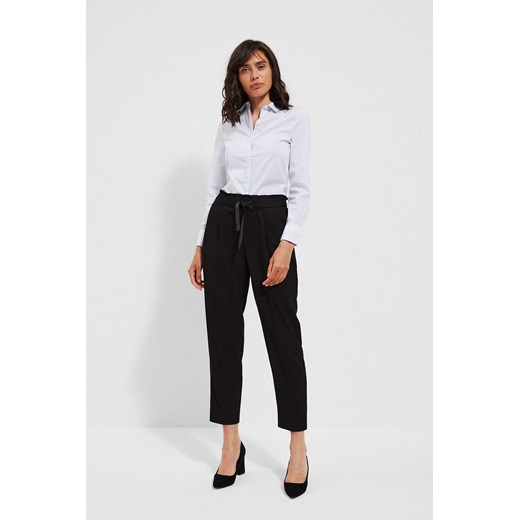 Spodnie damskie z wiązaniem w pasie - czarne ze sklepu 5.10.15 w kategorii Spodnie damskie - zdjęcie 169685481