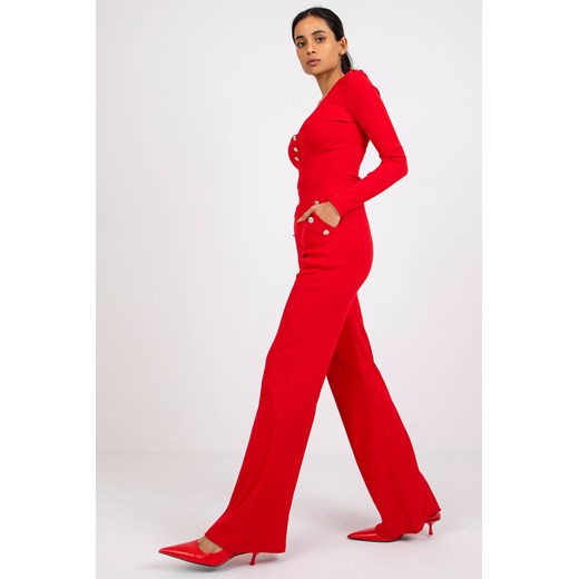 Czerwony casualowy komplet w prążek Penelope RUE PARIS M 5.10.15