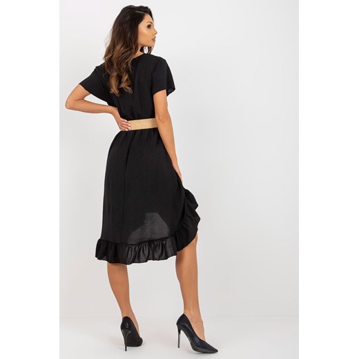 Czarna sukienka z falbaną o asymetrycznym kroju one size 5.10.15