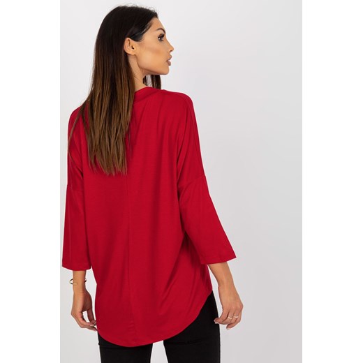 Czerwona damska bluzka basic z rękawem 3/4 one size okazyjna cena 5.10.15