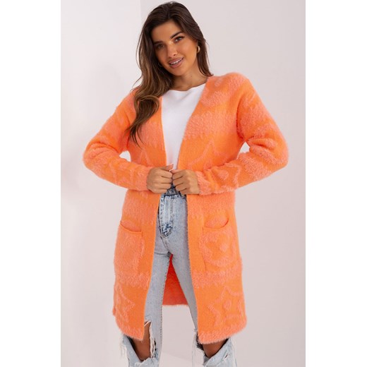 Pomarańczowy damski kardigan we wzory ze sklepu 5.10.15 w kategorii Swetry damskie - zdjęcie 169686182