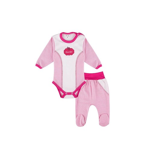 Komplet dziewczęcy różowo-biały paski It's a Girl ze sklepu 5.10.15 w kategorii Komplety niemowlęce - zdjęcie 169686271