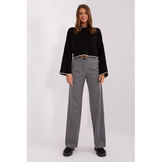 Szare szerokie spodnie z wysokim stanem ze sklepu 5.10.15 w kategorii Spodnie damskie - zdjęcie 169686312