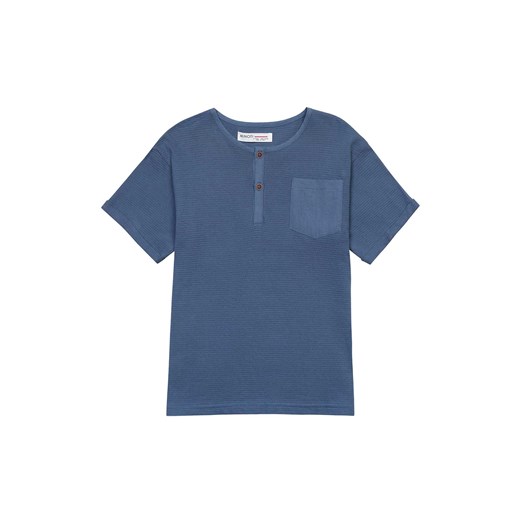 Niebieska koszulka chłopięca z krótkim rękawem i kieszonką Minoti 122/128 promocyjna cena 5.10.15