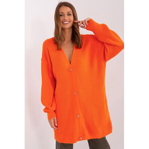 Sweter rozpinany o kroju overzie pomarańczowy ze sklepu 5.10.15 w kategorii Swetry damskie - zdjęcie 169686894