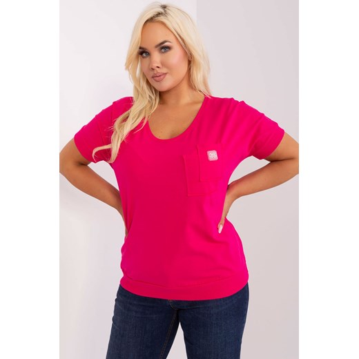 Fuksjowa damska bluzka plus size z bawełny ze sklepu 5.10.15 w kategorii Bluzki damskie - zdjęcie 169687013