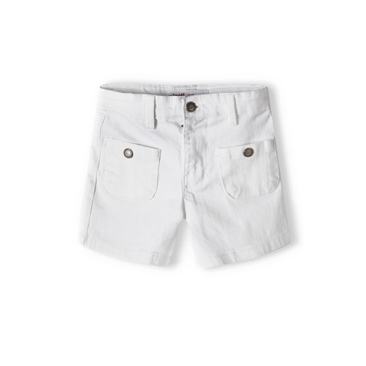 Białe szorty jeansowe dla niemowlaka z ozdobnymi kieszonkami Minoti 86/92 5.10.15