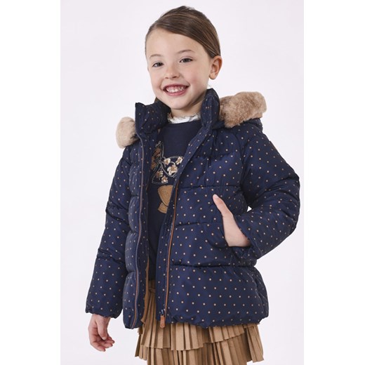 Granatowa pikowana kurtka dziewczęca zimowa w kropeczki Mayoral 92 okazja 5.10.15