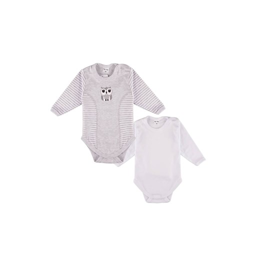 Body chłopięce długi rękaw 2-pak białe i szare w paski z sową ze sklepu 5.10.15 w kategorii Body niemowlęce - zdjęcie 169687230