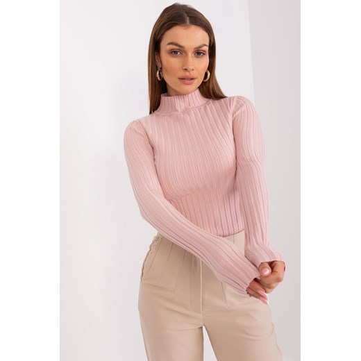 Sweter damski w szeroki prążek jasny różowy ze sklepu 5.10.15 w kategorii Swetry damskie - zdjęcie 169687363