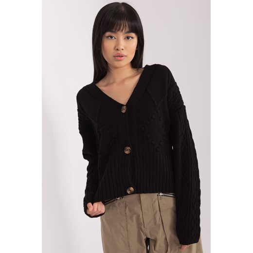 Czarny damski sweter rozpinany z guzikami ze sklepu 5.10.15 w kategorii Swetry damskie - zdjęcie 169687423