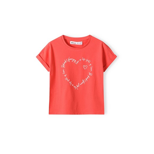 Różowa koszulka bawełniana dziewczęca z nadrukiem serca ze sklepu 5.10.15 w kategorii Bluzki dziewczęce - zdjęcie 169687512